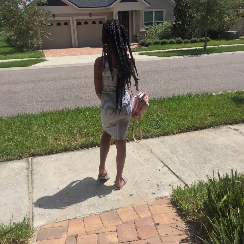 Gray striped bodycon dress
